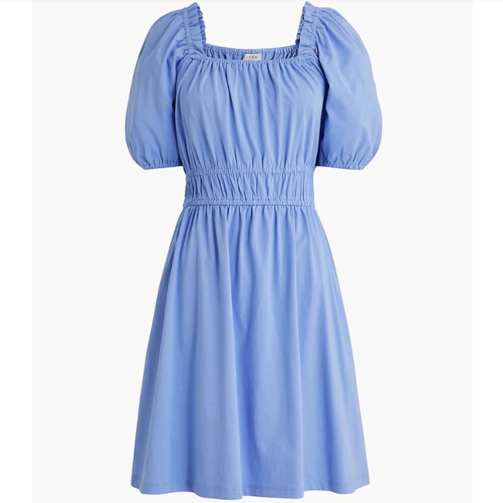 Brand new blue cotton knit squareneck mini dress from J Crew, size L